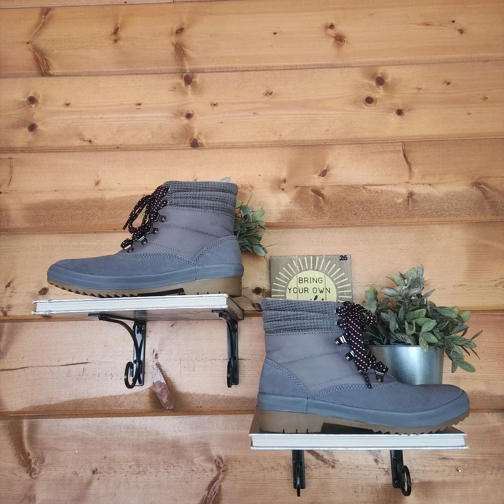 Keds‎ Suede Leather Winter Water Resistant Ankle Camp Boot Gray WH65575 Size 8